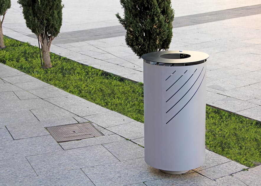Mobiliario Urbano con bancos, papeleras, bolardos, jardineras y equipamiento , Papeleras , UP23 Papelera Mielek.r , La familia de papeleras más resistente.