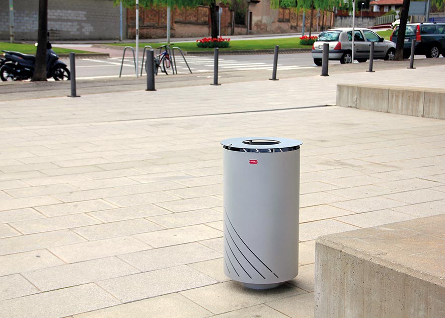 Mobiliario Urbano con bancos, papeleras, bolardos, jardineras y equipamiento , Papeleras , UP23 Papelera Mielek.r , La familia de papeleras más resistente.