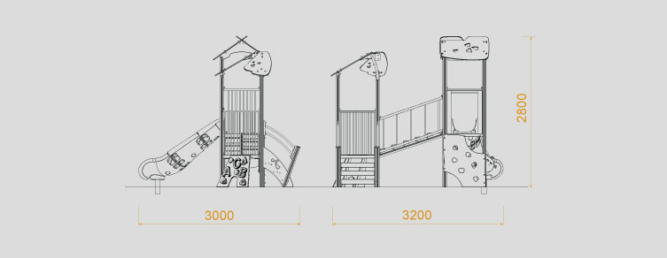 Parques infantiles con columpios, toboganes y juegos infantiles , Línea Alu , PAC02 Beta ,