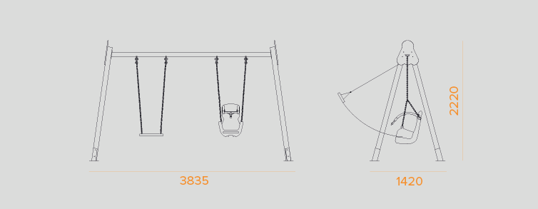 Playgrounds with slides, swings and children's games , Swings , PCL13 Clok acces swing ,